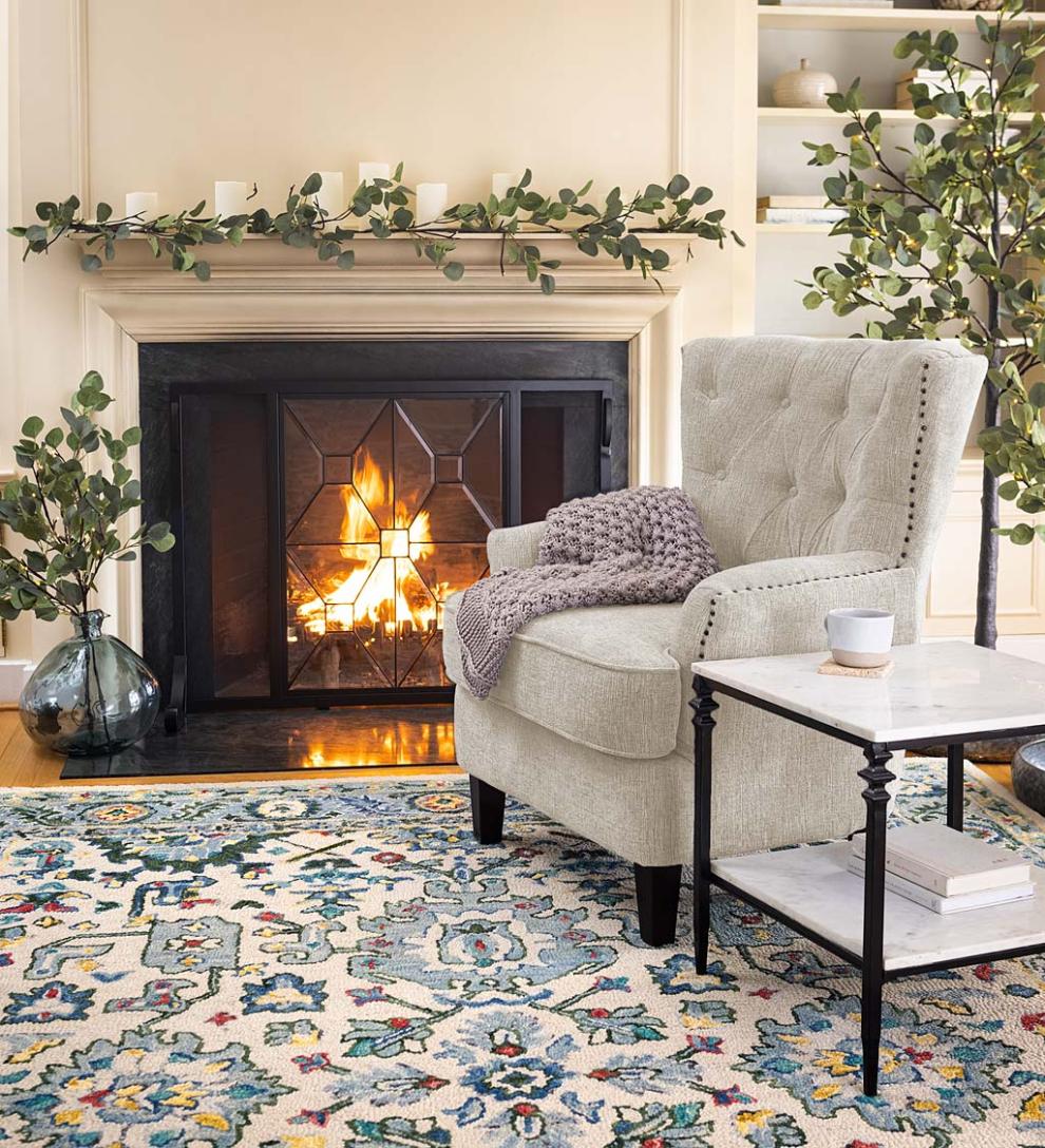 Plow &amp; Hearth Fireplace &amp; Mantel Décor | Fireplace &amp; Hearth Indoor/Outdoor Battery-Operated Lighted Eucalyptus Garland