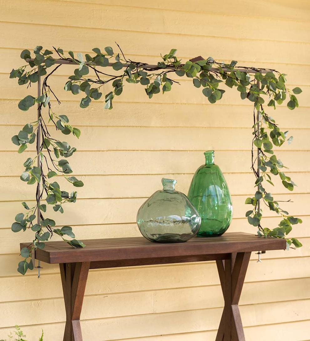 Plow &amp; Hearth Fireplace &amp; Mantel Décor | Fireplace &amp; Hearth Indoor/Outdoor Battery-Operated Lighted Eucalyptus Garland