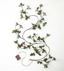 Plow &amp; Hearth Fireplace &amp; Mantel Décor | Fireplace &amp; Hearth Indoor/Outdoor Holly And Berry Lighted Holiday Garland