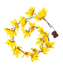 Plow &amp; Hearth Fireplace &amp; Mantel Décor | Fireplace &amp; Hearth Indoor/Outdoor Lighted Golden Sugar Maple Leaf Garland With 24 Lights