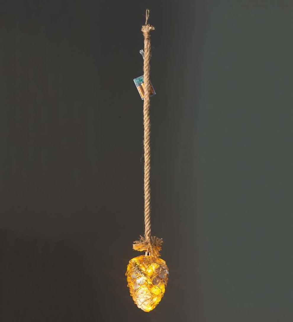 Plow &amp; Hearth Fireplace &amp; Mantel Décor | Fireplace &amp; Hearth Indoor/Outdoor Oversized Lighted Glass Ornament With Greenery - Ball