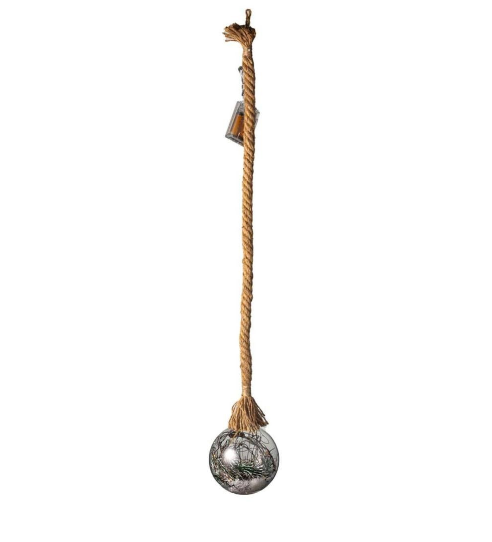 Plow &amp; Hearth Fireplace &amp; Mantel Décor | Fireplace &amp; Hearth Indoor/Outdoor Oversized Lighted Glass Ornament With Greenery - Ball