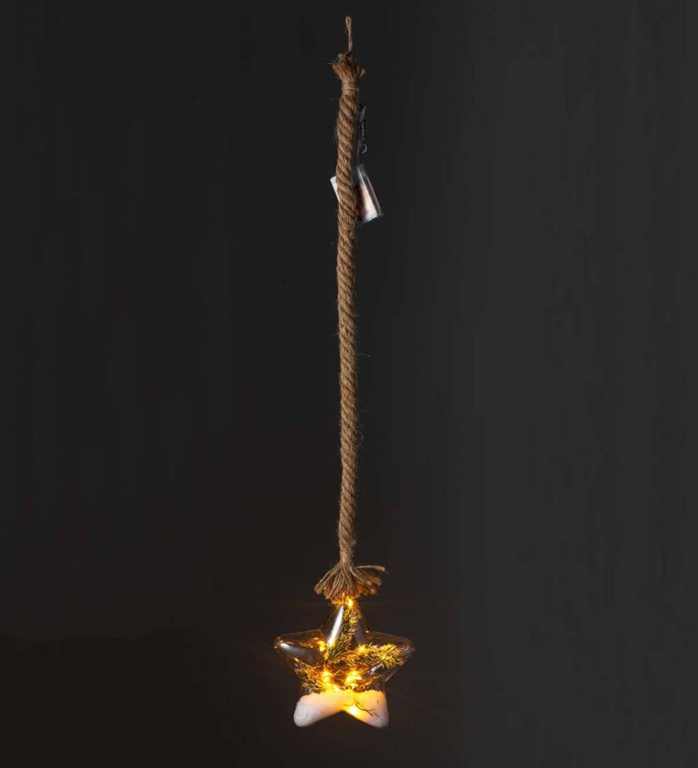 Plow &amp; Hearth Fireplace &amp; Mantel Décor | Fireplace &amp; Hearth Indoor/Outdoor Oversized Lighted Glass Ornament With Greenery - Ball