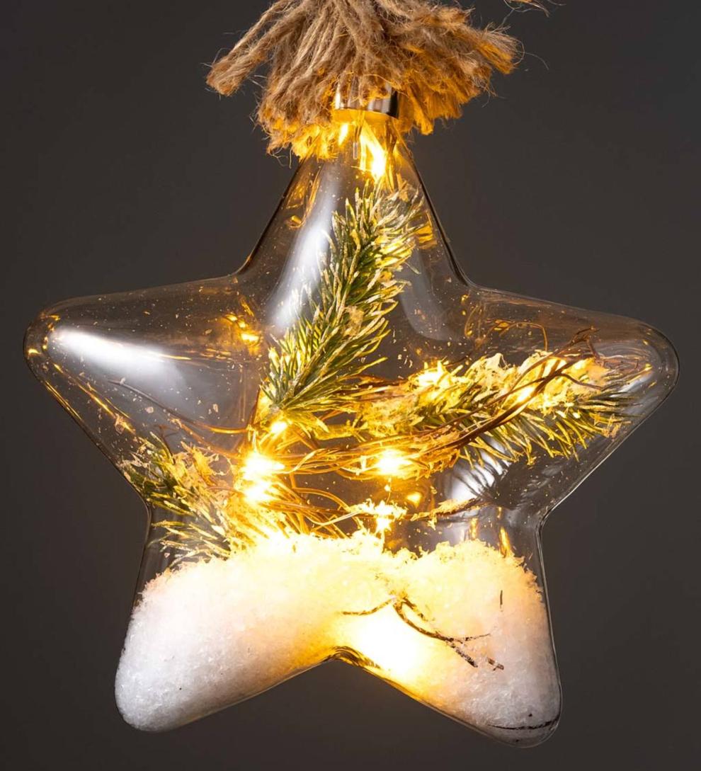 Plow &amp; Hearth Fireplace &amp; Mantel Décor | Fireplace &amp; Hearth Indoor/Outdoor Oversized Lighted Glass Ornament With Greenery - Ball