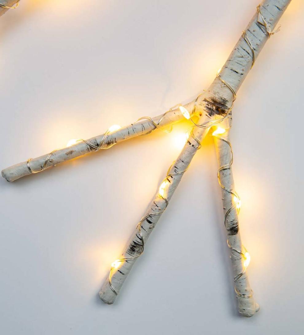 Plow &amp; Hearth Fireplace &amp; Mantel Décor | Fireplace &amp; Hearth Lighted Birch Branch Snowflake Hanging Accent - White