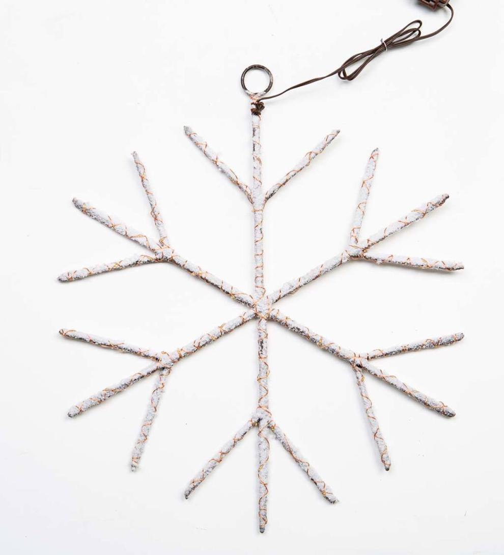 Plow &amp; Hearth Fireplace &amp; Mantel Décor | Fireplace &amp; Hearth Lighted Birch Branch Snowflake Hanging Accent - White