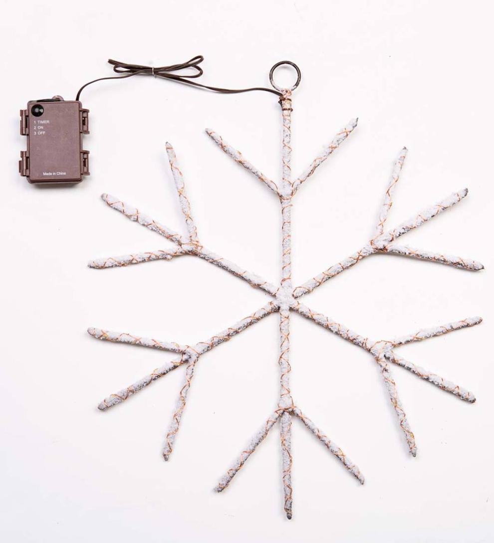 Plow &amp; Hearth Fireplace &amp; Mantel Décor | Fireplace &amp; Hearth Lighted Birch Branch Snowflake Hanging Accent - White