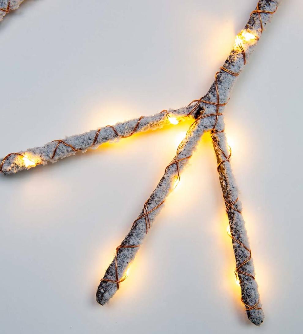 Plow &amp; Hearth Fireplace &amp; Mantel Décor | Fireplace &amp; Hearth Lighted Birch Branch Snowflake Hanging Accent - White