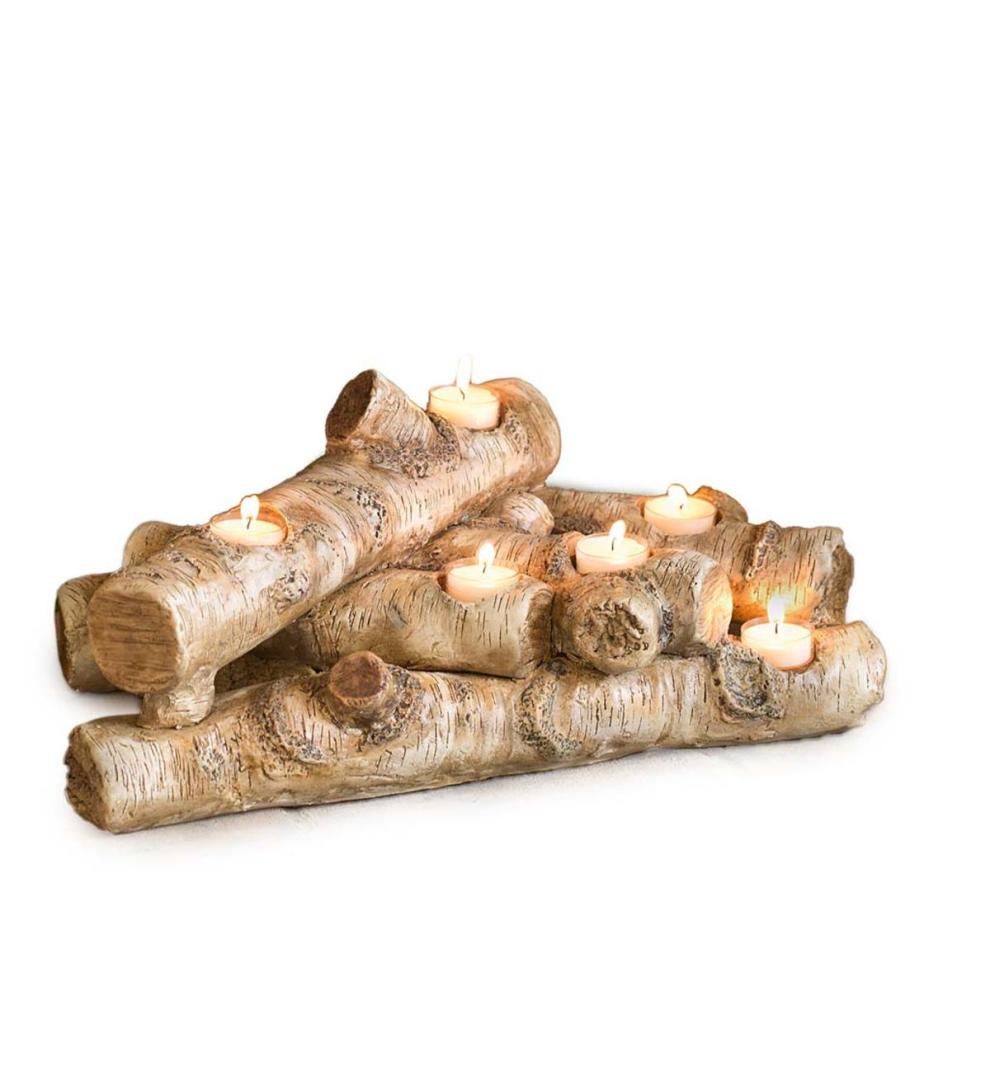 Plow &amp; Hearth Fireplace &amp; Mantel Décor | Fireplace &amp; Hearth Logs Hearth Candle Holder - Birch