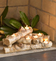 Plow &amp; Hearth Fireplace &amp; Mantel Décor | Fireplace &amp; Hearth Logs Hearth Candle Holder - Birch