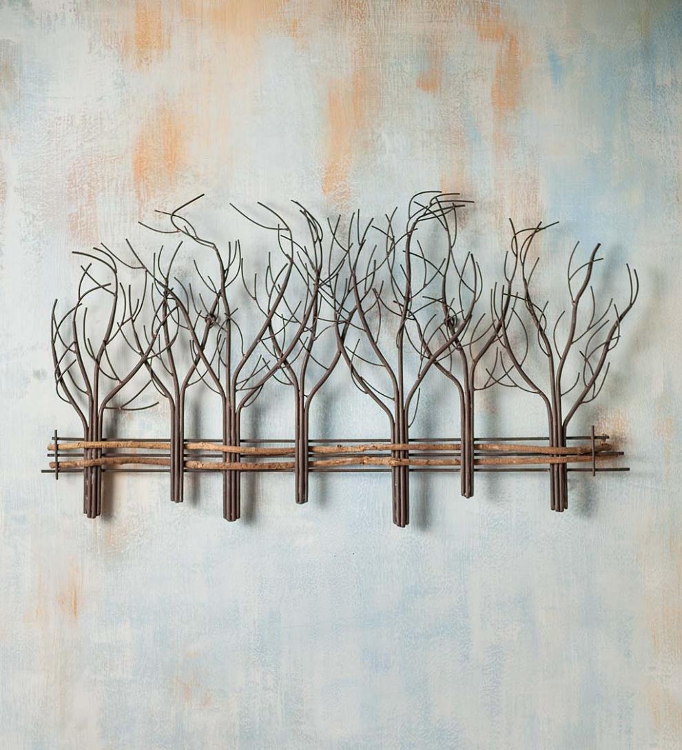 Plow &amp; Hearth Fireplace &amp; Mantel Décor | Fireplace &amp; Hearth Metal And Natural Vine Trees Wall Art
