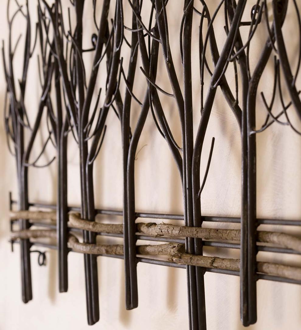 Plow &amp; Hearth Fireplace &amp; Mantel Décor | Fireplace &amp; Hearth Metal And Natural Vine Trees Wall Art