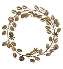 Plow &amp; Hearth Fireplace &amp; Mantel Décor | Fireplace &amp; Hearth Metal Floral And Foliage Wreath With Golden Finish