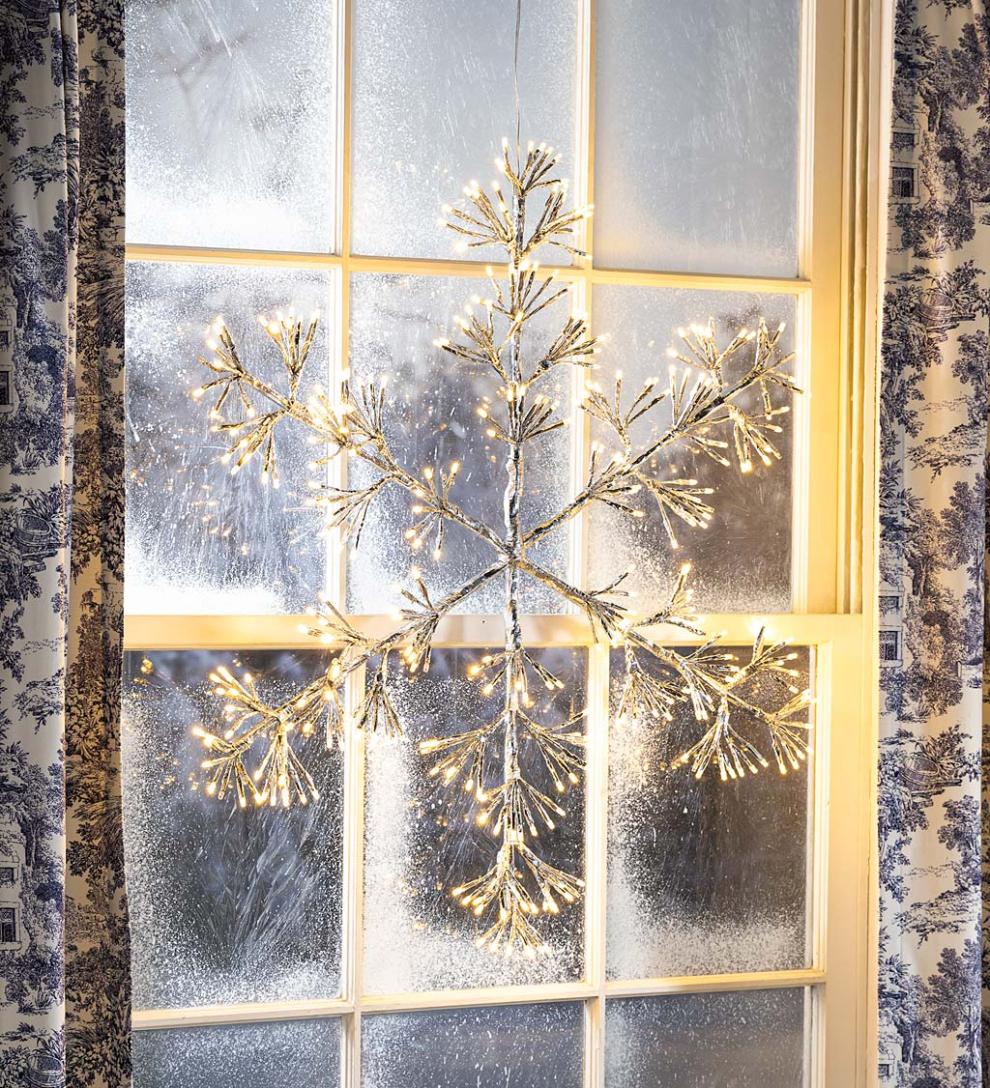 Plow &amp; Hearth Fireplace &amp; Mantel Décor | Fireplace &amp; Hearth Oversized Electric Lighted Snowflake Holiday Decoration