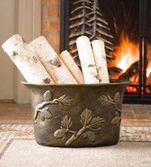 Plow &amp; Hearth Fireplace &amp; Mantel Décor | Fireplace &amp; Hearth Pine Cone Cast Aluminum Wood Storage Containers