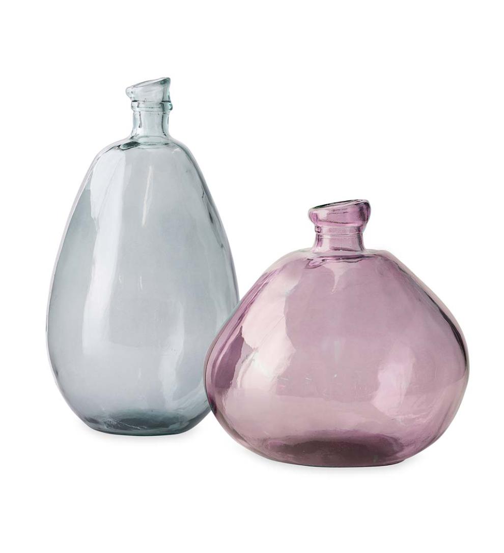 Plow &amp; Hearth Fireplace &amp; Mantel Décor | Fireplace &amp; Hearth Pink And Gray Recycled Glass Balloon Vases, Set Of 2 - Pink/ Gray