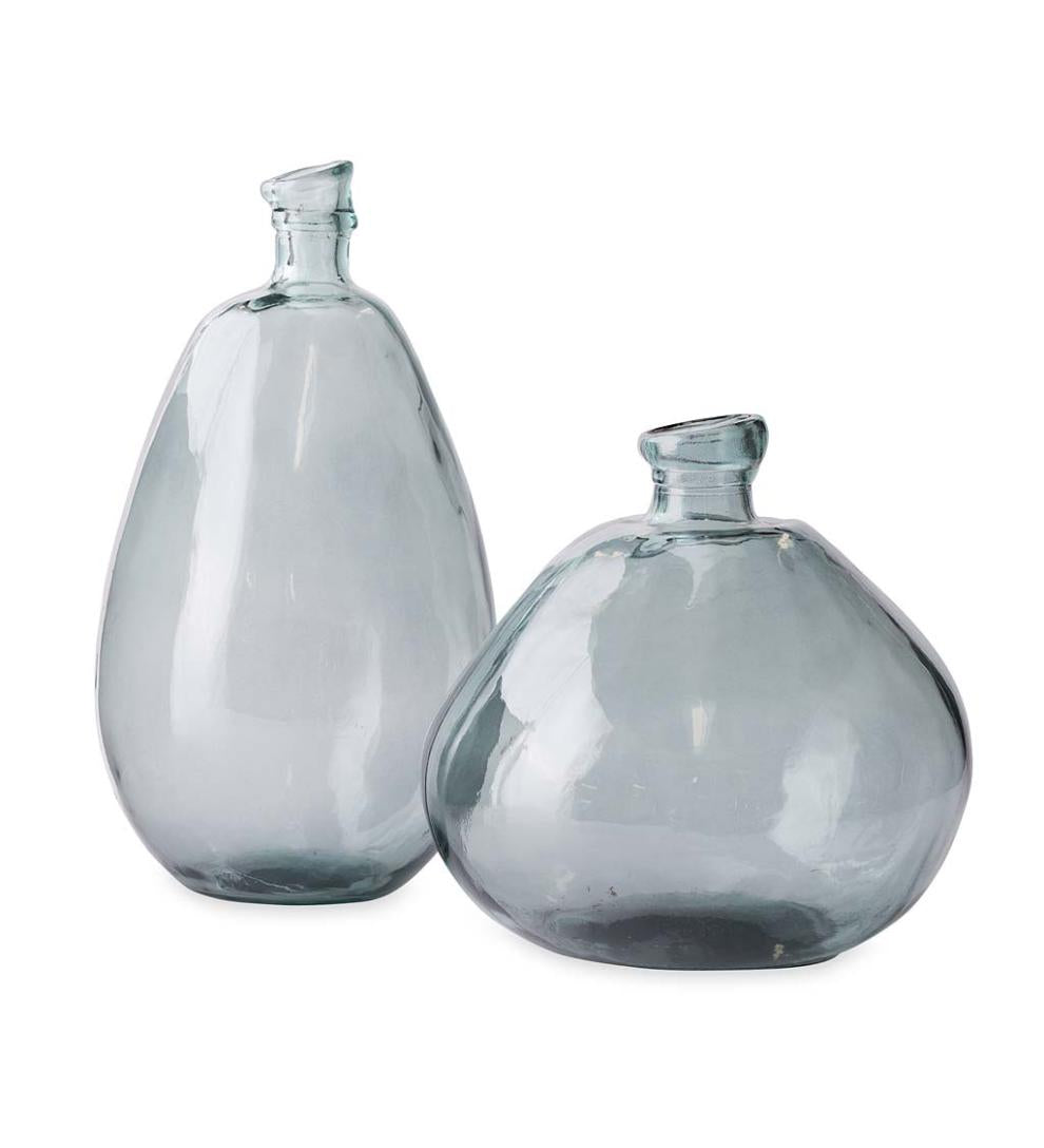 Plow &amp; Hearth Fireplace &amp; Mantel Décor | Fireplace &amp; Hearth Smoky Blue Recycled Glass Balloon Vase