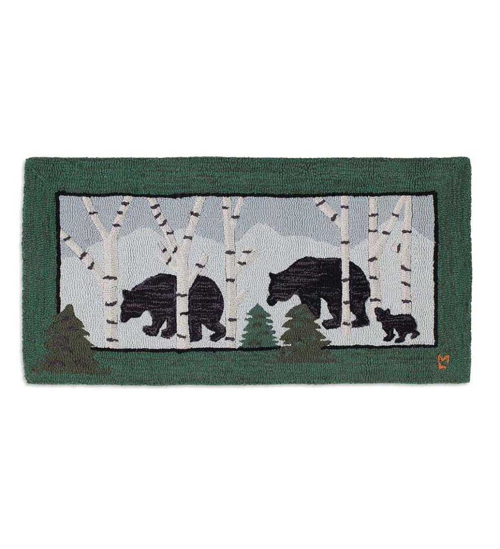 Plow &amp; Hearth Fireplace &amp; Mantel Décor | Fireplace &amp; Hearth Three Bears Hand-Hooked Wool Hearth Rug