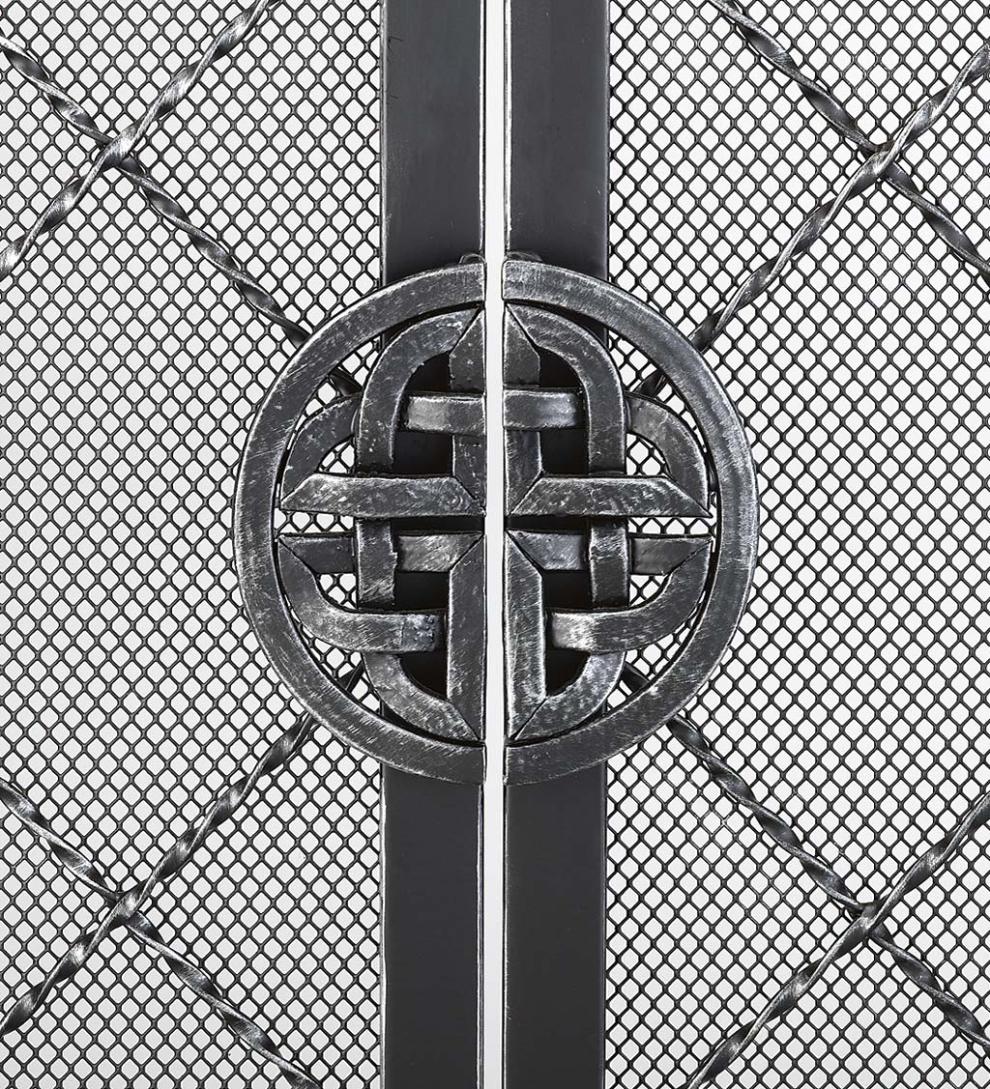 Plow &amp; Hearth Fireplace Screens With Doors | Fireplace &amp; Hearth 2-Door Celtic Knot Flat Steel Fire Screens And Accessories