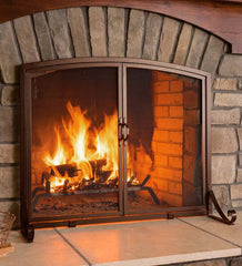 Plow &amp; Hearth Fireplace Screens With Doors | Fireplace &amp; Hearth Arched Top Flat Guard Fireplace Screen With Doors