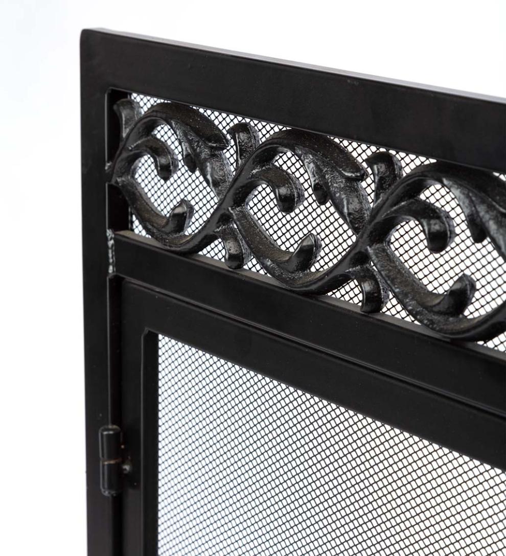 Plow &amp; Hearth Fireplace Screens With Doors | Fireplace &amp; Hearth Cast Iron Scrollwork Fire Screen With Doors