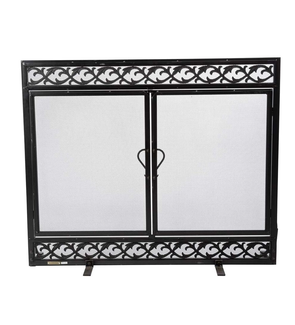 Plow &amp; Hearth Fireplace Screens With Doors | Fireplace &amp; Hearth Cast Iron Scrollwork Fire Screen With Doors