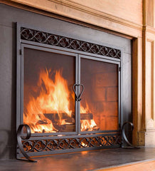 Plow &amp; Hearth Fireplace Screens With Doors | Fireplace &amp; Hearth Cast Iron Scrollwork Fire Screen With Doors