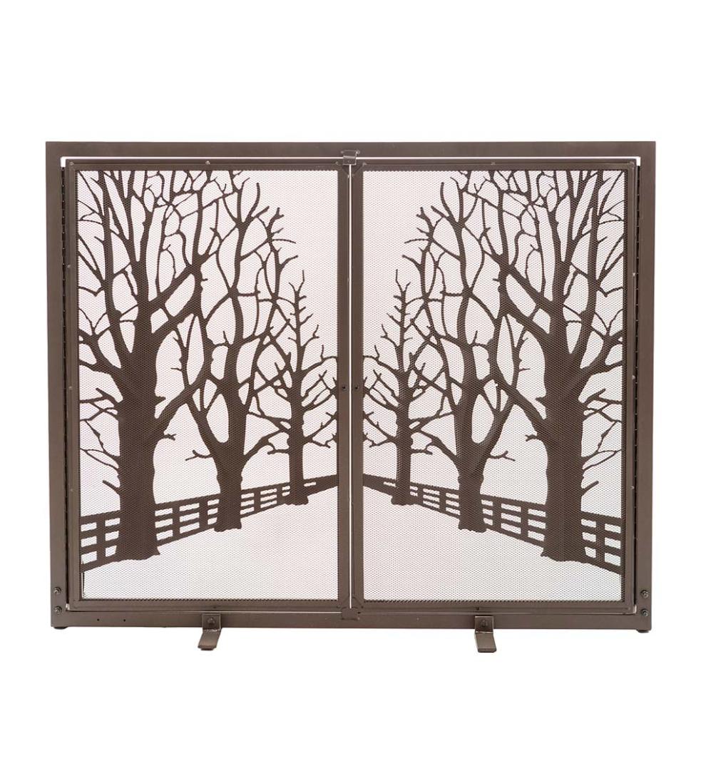 Plow &amp; Hearth Fireplace Screens With Doors | Fireplace &amp; Hearth Country Road Tree Line Fireplace Screen With Doors