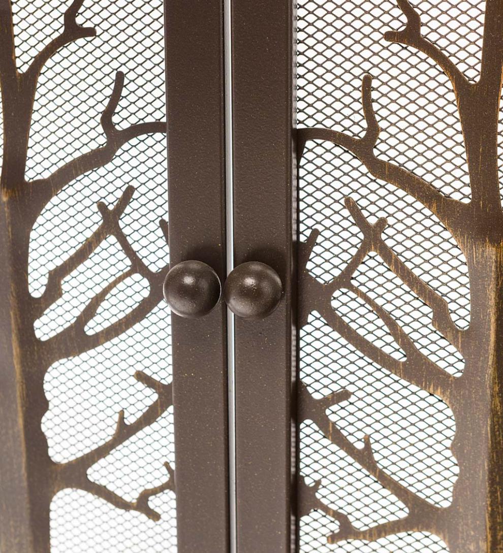 Plow &amp; Hearth Fireplace Screens With Doors | Fireplace &amp; Hearth Country Road Tree Line Fireplace Screen With Doors