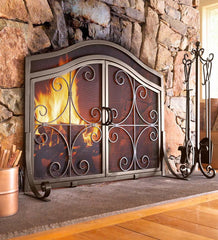 Plow &amp; Hearth Fireplace Screens With Doors | Fireplace &amp; Hearth Crest Fireplace Screen With Doors