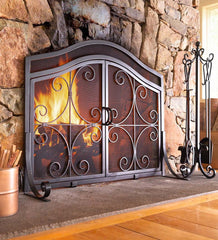 Plow &amp; Hearth Fireplace Screens With Doors | Fireplace &amp; Hearth Crest Fireplace Screen With Doors