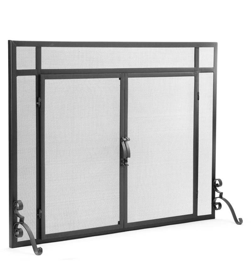 Plow &amp; Hearth Fireplace Screens With Doors | Fireplace &amp; Hearth Flat Guard Fire Screens With Doors In Solid Steel