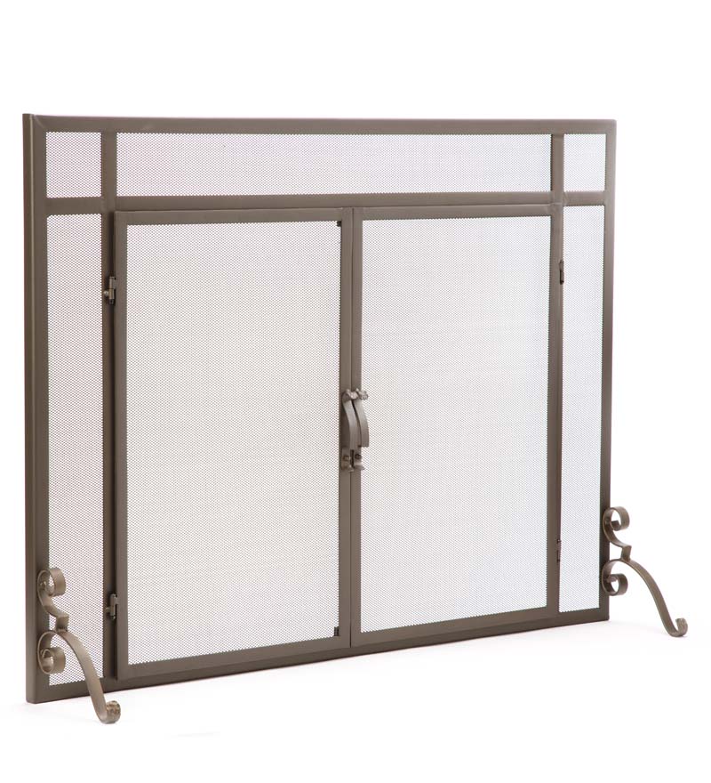 Plow &amp; Hearth Fireplace Screens With Doors | Fireplace &amp; Hearth Flat Guard Fire Screens With Doors In Solid Steel