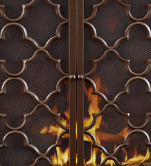 Plow &amp; Hearth Fireplace Screens With Doors | Fireplace &amp; Hearth Geometric Fireplace Screen With Two Doors