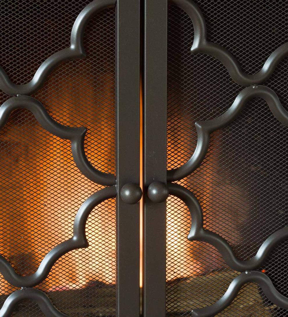 Plow &amp; Hearth Fireplace Screens With Doors | Fireplace &amp; Hearth Geometric Fireplace Screen With Two Doors