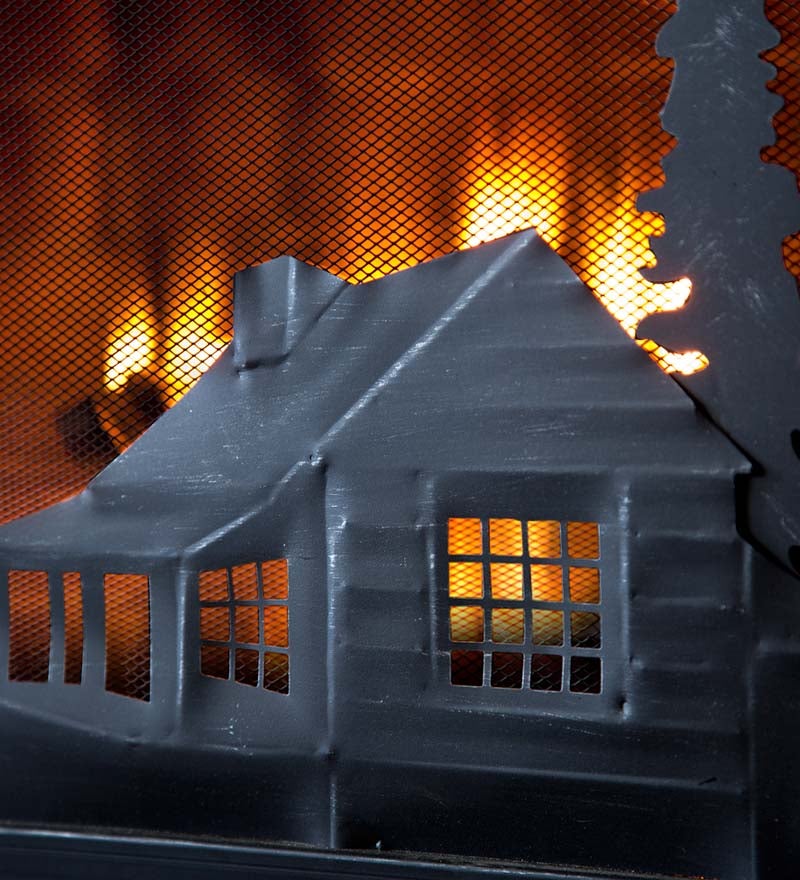 Plow &amp; Hearth Fireplace Screens With Doors | Fireplace &amp; Hearth Mountain Cabin Fire Screen With Door