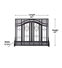 Plow &amp; Hearth Fireplace Screens With Doors | Fireplace &amp; Hearth Small Two-Door Fireplace Screen With Glass Floral Panels - Black