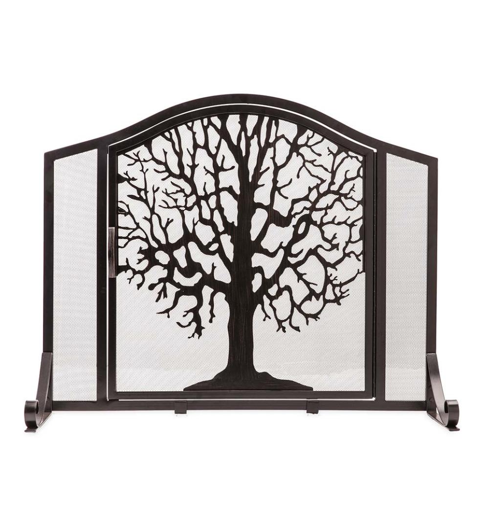 Plow &amp; Hearth Fireplace Screens With Doors | Fireplace &amp; Hearth Tree Of Life Fire Screen With Door