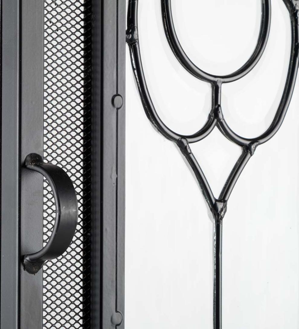 Plow &amp; Hearth Fireplace Screens With Doors | Fireplace &amp; Hearth Two-Door Fireplace Screen With Glass Floral Panels