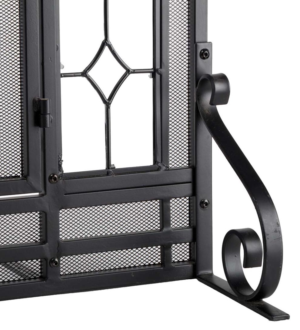 Plow &amp; Hearth Fireplace Screens With Doors | Fireplace &amp; Hearth Two-Door Fireplace Screen With Glass Floral Panels