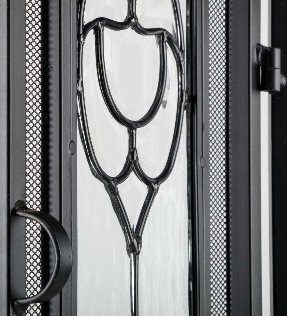 Plow &amp; Hearth Fireplace Screens With Doors | Fireplace &amp; Hearth Two-Door Fireplace Screen With Glass Floral Panels