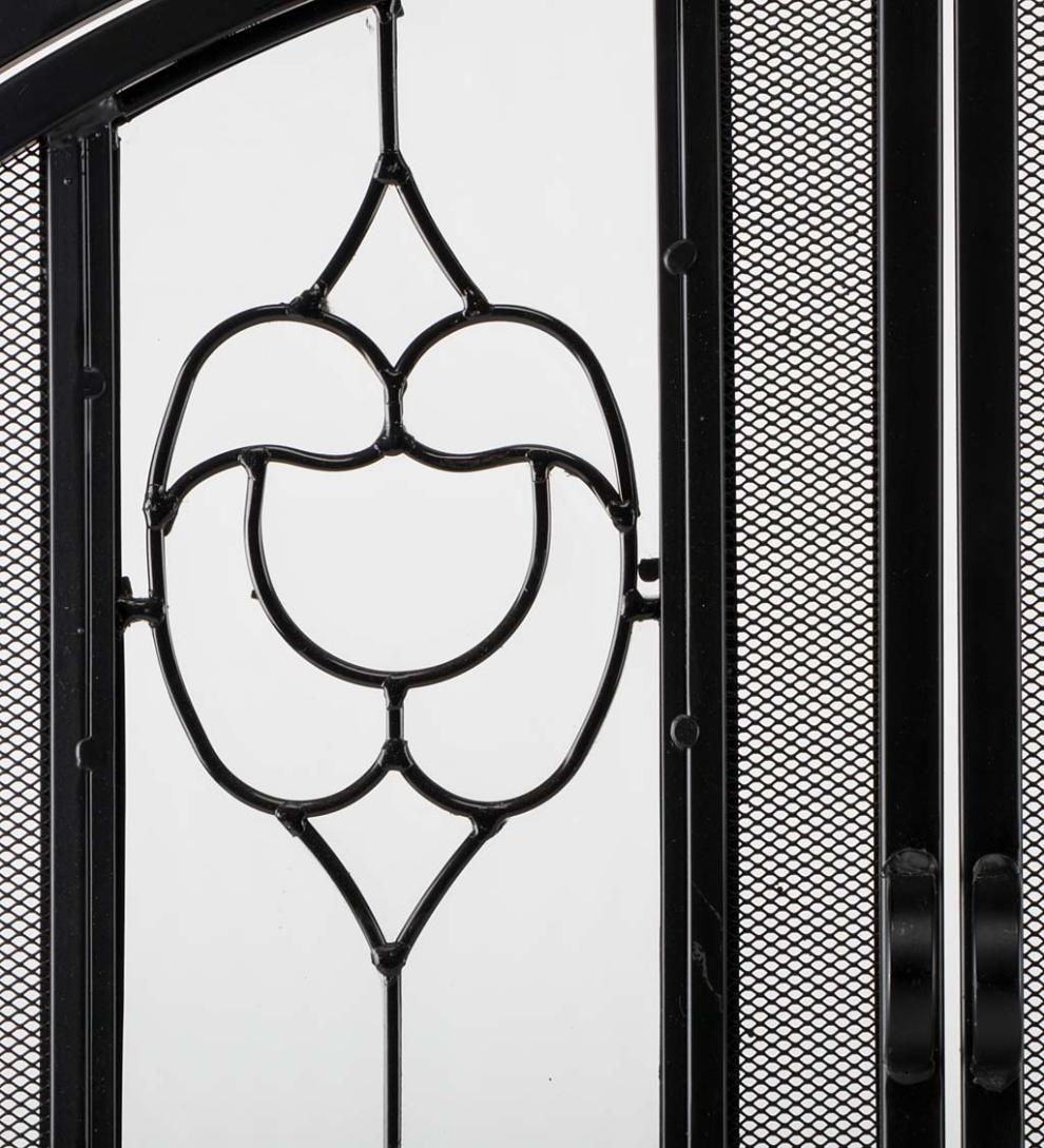 Plow &amp; Hearth Fireplace Screens With Doors | Fireplace &amp; Hearth Two-Door Fireplace Screen With Glass Floral Panels