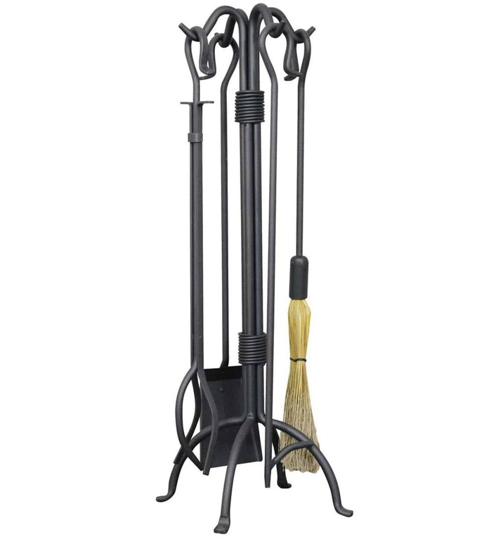 Plow &amp; Hearth Fireplace Tool Sets | Fireplace &amp; Hearth 5-Piece Thick Fireplace Rods Wrought Iron Tool Set - Old World