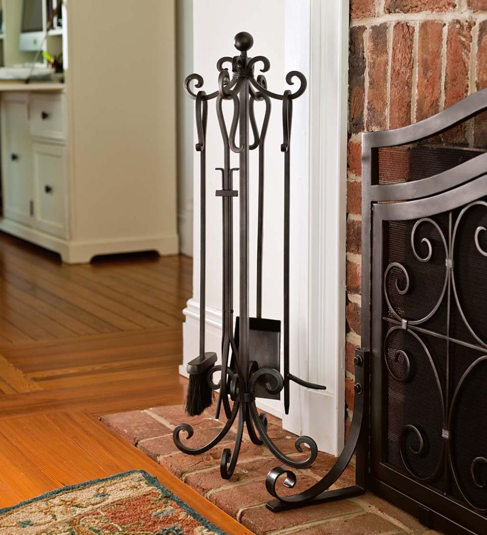 Plow &amp; Hearth Fireplace Tool Sets | Fireplace &amp; Hearth Crest Fireplace Tool Set - Black