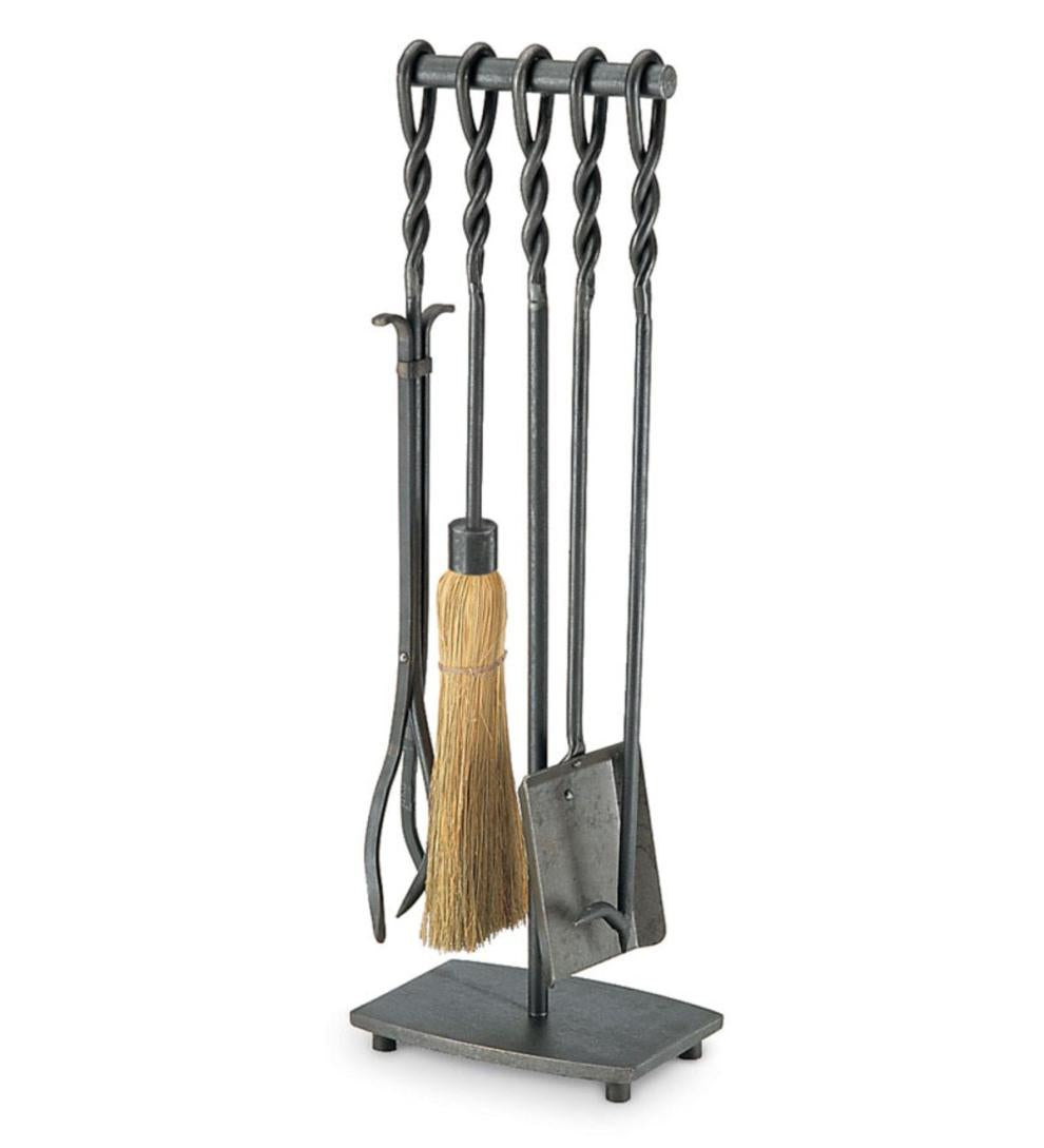 Plow &amp; Hearth Fireplace Tool Sets | Fireplace &amp; Hearth Forged Iron Soldiered Row Fireplace Tool Set - Vintage Iron