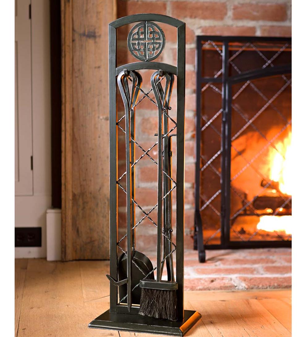 Plow &amp; Hearth Fireplace Tool Sets | Fireplace &amp; Hearth Four-Piece Celtic Knot Hearth Tools Set