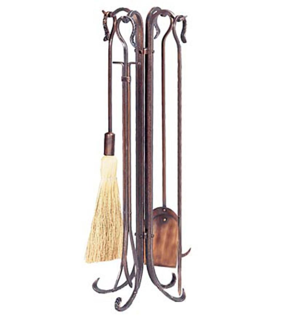 Plow &amp; Hearth Fireplace Tool Sets | Fireplace &amp; Hearth Hammered Crook Fire Tools - Copper