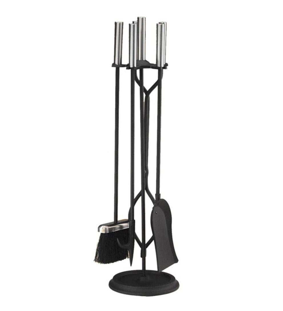 Plow &amp; Hearth Fireplace Tool Sets | Fireplace &amp; Hearth Pewter &amp; Black 4-Piece Fireplace Tool Set - Black