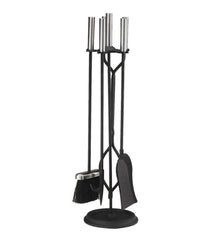 Plow &amp; Hearth Fireplace Tool Sets | Fireplace &amp; Hearth Pewter &amp; Black 4-Piece Fireplace Tool Set - Black