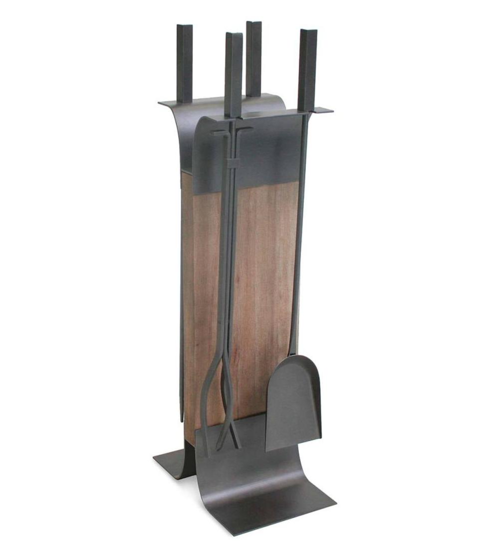 Plow &amp; Hearth Fireplace Tool Sets | Fireplace &amp; Hearth Stanton 4-Pc. Fireplace Tool Set With Wood Stand - Iron